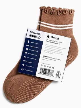 Bombas Women's Studio Gripper Quarter Socks Maple Tan Size S NWT